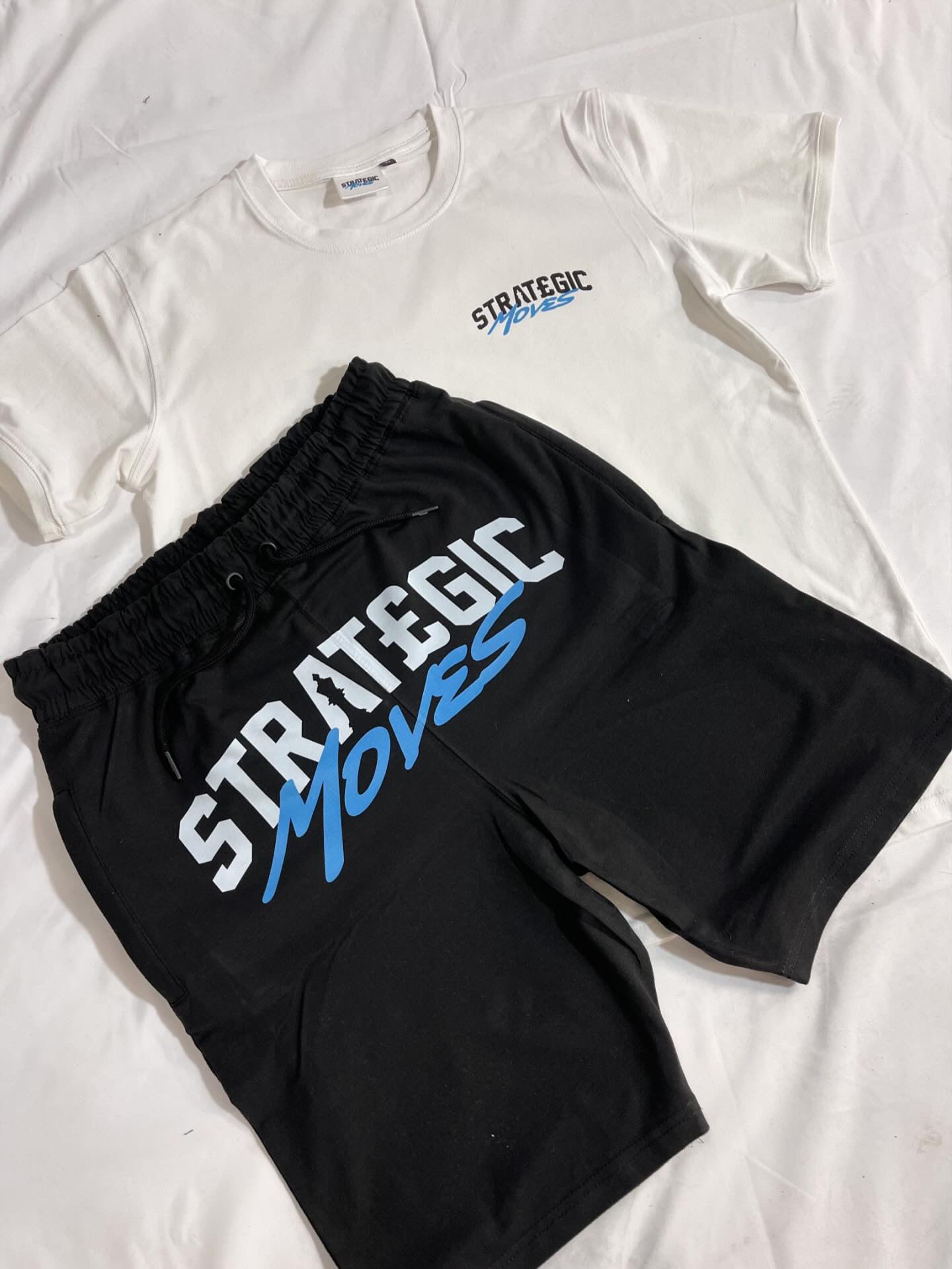 Slim Fit White/Black Short Set